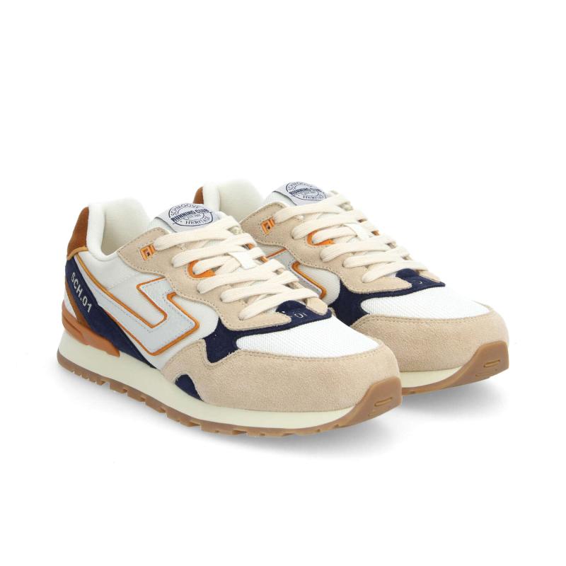 CAPE CODE RUNNER M - SUEDE/NYLON/SDE - BEIGE/BLANC CASSE/BLEU JEAN